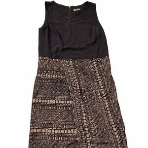 INC International Concepts 14W Black Beige Geometric Sleeveless Dress
